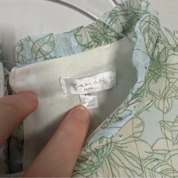 Tahari Girls Floral Metallic Striped Tiered Dress - Picture 5 of 12